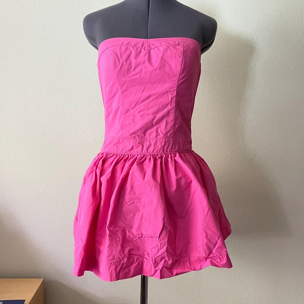 Hollister hot pink strapless tube top cotton mini dress y2k beach it girl S